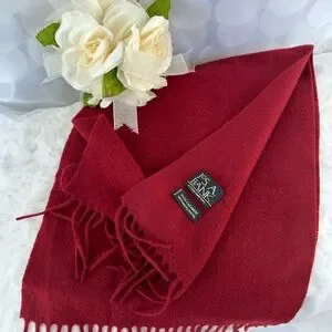 100% Cashmere Elegant Burgundy Red Fringed Scarf Jos. A Banks New