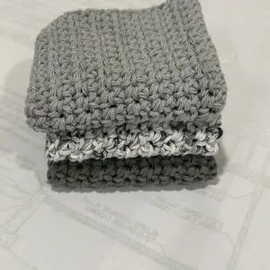 100% Cotton Handmade Washcloths - Set Of 3
