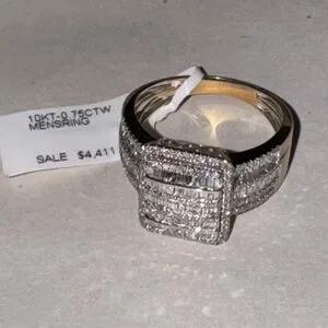 10k Solid Gold Real Certified Natural Diamond Engagement Wedding Ring For Men