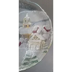 14" Frosted And Painted Christmas Tray
