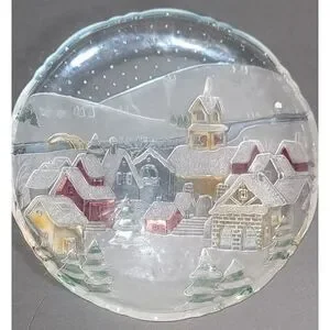 14" Frosted and Painted Christmas Tray
