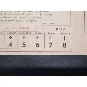 1897 1918 Calendar 10 Page Lot Antique Victorian Era Poems Whittier Shakespeare