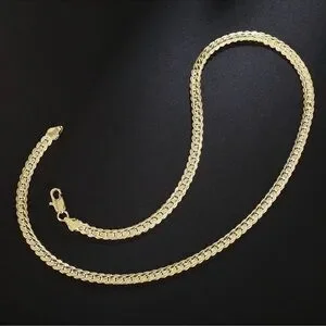 18k Gold 45cm 5MM Full Sideways Chain Necklace For Women Men Fashion Jewelry