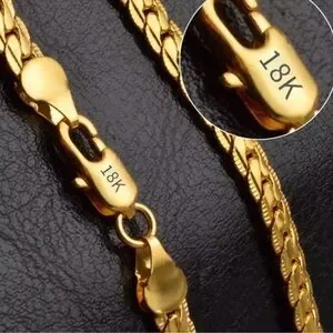 18k Gold 45cm 5MM Full Sideways Chain Necklace For Women Men Fashion Jewelry