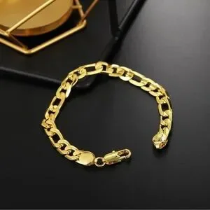 18K Gold 8MM Sideways Bracelet For Women Men Party Gifts Wedding Fashion Jewelry