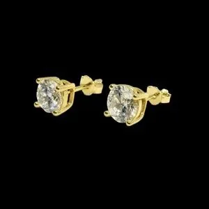 18K Gold Plated 2CTW Moissanite Solitare Stud Earrings