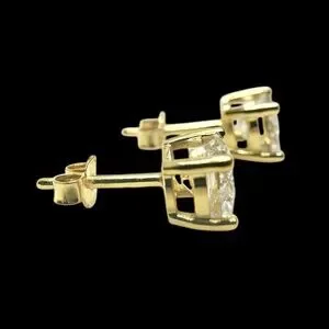 18K Gold Plated 2CTW Moissanite Solitare Stud Earrings