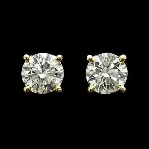 18K Gold Plated 2CTW Moissanite Solitare Stud Earrings