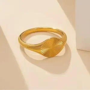 18K Gold Plated Sunburst Ring Stainless Steel