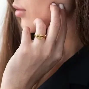 18K Gold Plated Sunburst Ring Stainless Steel