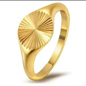 18K Gold Plated Sunburst Ring Stainless Steel