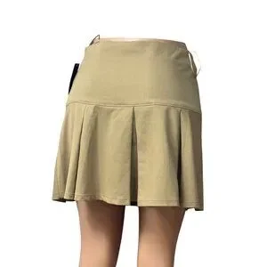 19 Cooper Women’s Pleated A-Line Skirt With Side Zipper Closure Tan Sz. M