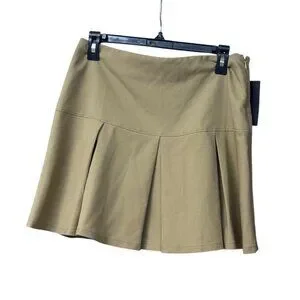 19 Cooper Women’s Pleated A-Line Skirt With Side Zipper Closure Tan Sz. M