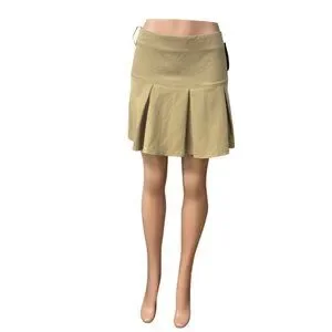 19 Cooper Women’s Pleated A-Line Skirt With Side Zipper Closure Tan Sz. M