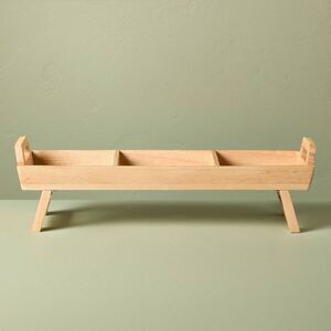 19" Foldable Wood Serving Tray Brown - Hearth & Ha Brown