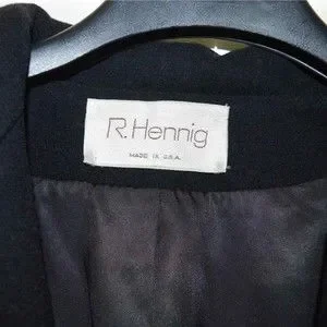 1960s MCM 100% Wool R. Hennig Double-Breasted Black Pea Coat