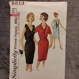 1963 & 64 Size 9 Simplicity Patterns Vintage 60s Retro Fashion Dresses