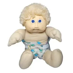 1985 Cabbage Patch Kid Boy Xavier Blonde Hair Blue Signature W Diaper