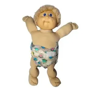 1985 Cabbage Patch Kid Boy Xavier Blonde Hair Blue Signature W Diaper