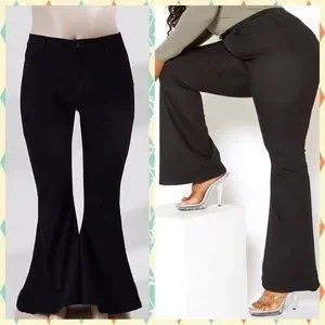 1X-5X Dani Black Flare Leg Jeans