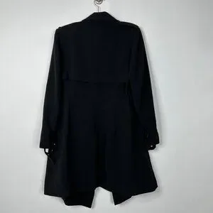 2/$30 H&M Waterfall Ruffle Trench Coat Black 10 #A0389 TRB2