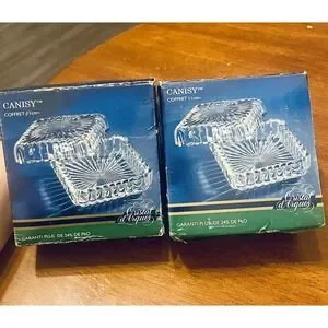 2 Canisy Cristal D'Arques Clear Square Candy Dish Or Trinket Dish