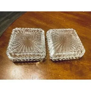 2 Canisy Cristal d'Arques Clear Square Candy Dish or Trinket dish