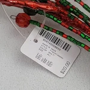 (2) Dillards Beaded Tree Garland - Red Green