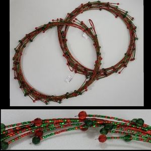 (2) Dillards Beaded Tree Garland - Red Green