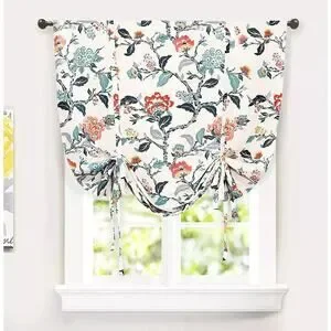 2 DriftAway Tie Up Window Panel- Ada Blackout Botanical Print Pair 45"x63"