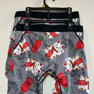 2 Gray Boxer Briefs With Lucky Cat And Hot Sauce Design Size M New With Tags