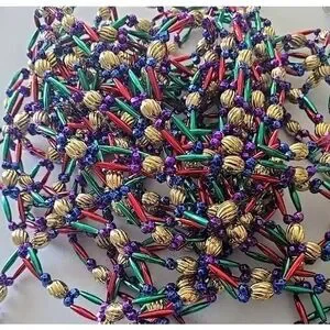 2 LONG Strands of VTG Plastic Jewel Color Beads Christmas Tree Garland - 26.5"
