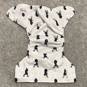 2 Nora's Nursery Black And White Cloth Diapers