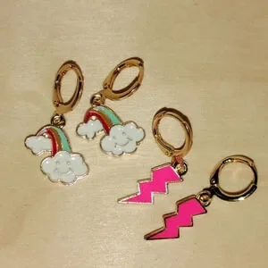 2 pair of cute gold‎ tone earrings for child/teen