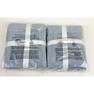 2 Pottery Barn Shams Blue European Flax Linen Hand Stitched 26 X 26 NWT