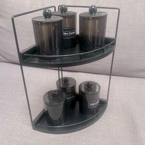 2-Tier Corner Rack Shelves Storage With 6-pcs Jar Set #0730258