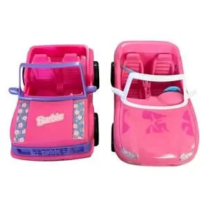 2 Vintage Collectible Pink 90's Barbie Jeep 4x4 And Convertible Vehicles
