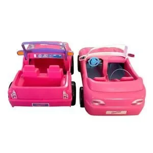 2 Vintage Collectible Pink 90's Barbie Jeep 4x4 And Convertible Vehicles