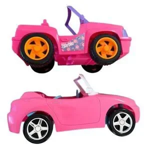 2 Vintage Collectible Pink 90's Barbie Jeep 4x4 And Convertible Vehicles