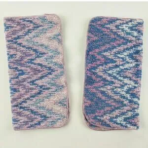 2 Vintage Royal Velvet Fieldcrest Washcloths Rags Pastel Pink Blue Waves Zig Zag