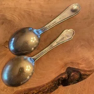 2 Vintage Silver Plate Baby Spoons From Gerber / Winthrop – Circa 1950