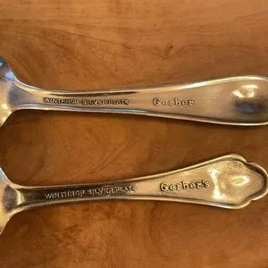 2 Vintage Silver Plate Baby Spoons From Gerber / Winthrop – Circa 1950