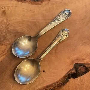 2 Vintage Silver Plate Baby Spoons from Gerber / Winthrop – Circa 1950