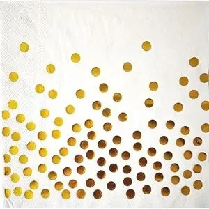 20 White Napkins With Gold Dots Disposable 5x5 Inch Paper NapkinsWhite And Gold