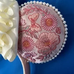 2023 Disney Parks Peach Embroidered Flowers Ruffles Minnie Ears Headband