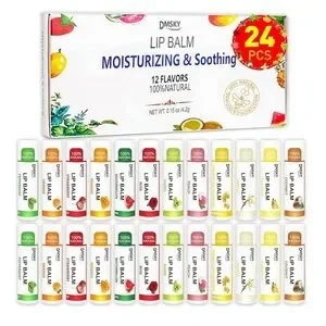 24 Pack Lip Balm Natural Lip Balm Bulk w: Vitamin E &Coconut Oil Moisturizing