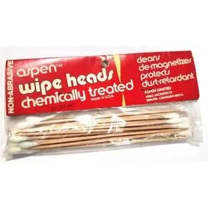 25 ct ASPEN COTTON SWABS Wood Maintenance Cassette Tape Wipe Head VCR Cleaning