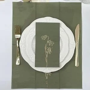 25Pcs Foil Floral Napkins - 2-Ply Disposable Paper Guest Napkin For Wedding