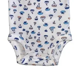 3/$15 Carter’s Simply Joy White Orange And Blue Sail Boat Onesie Newborn