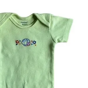 3/$15 Gerber Lime Green Onesie With Red Baseball And Blue Glove Size Newborn
